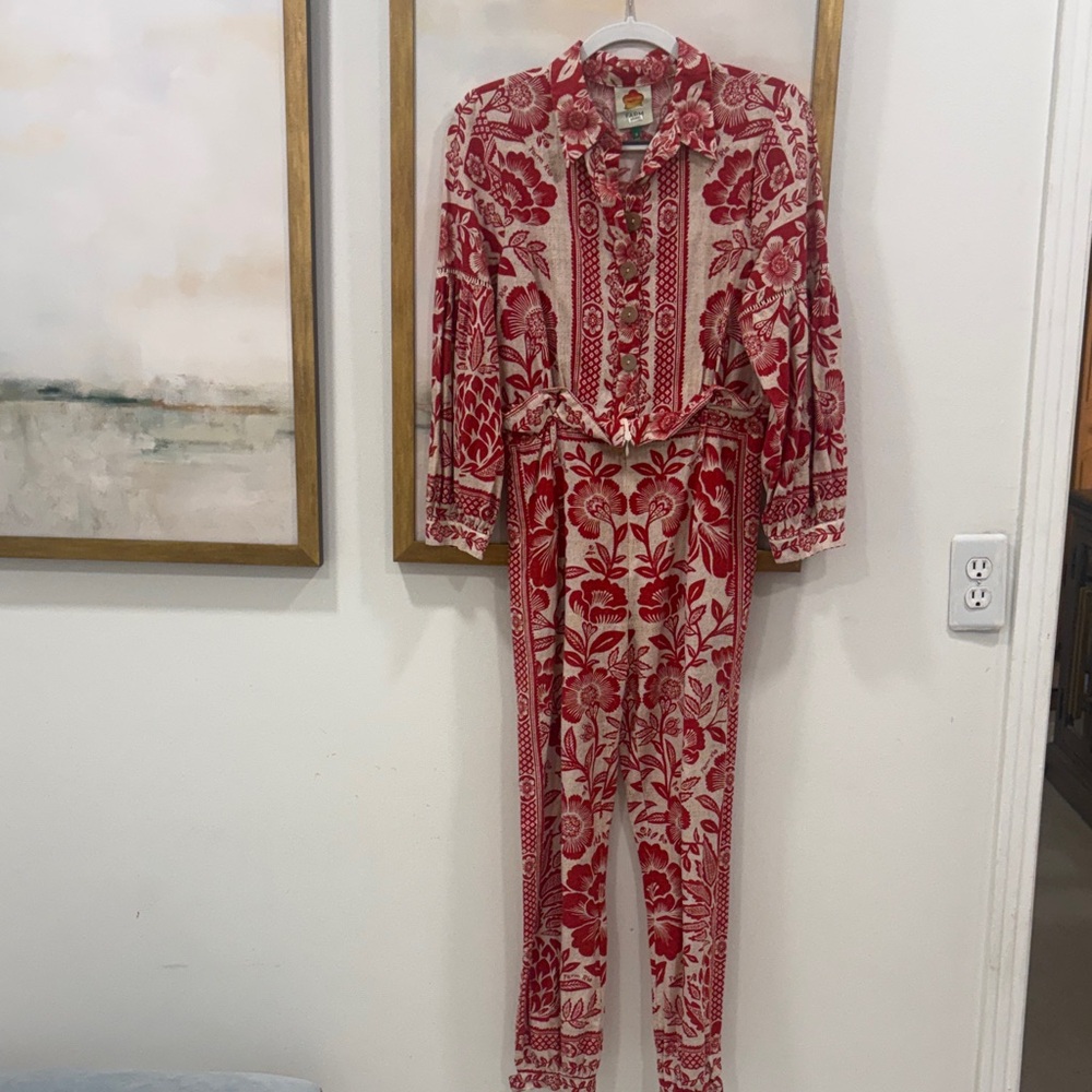 Farm Rio red jumpsuit Small